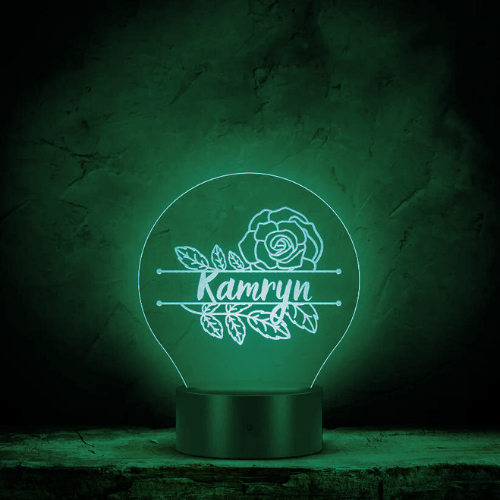 Coquette Rose Personalized Name or Monogram Acrylic LED Light