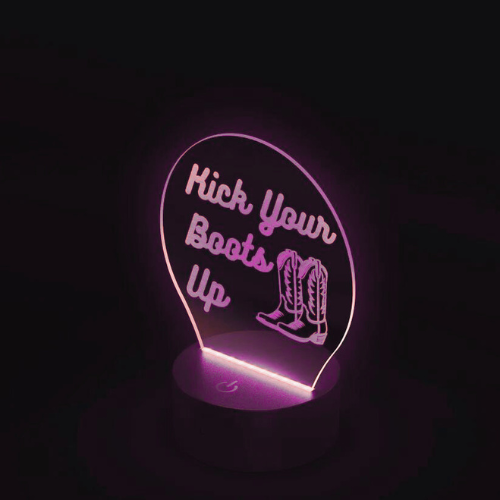 Kick Your Boots Up Cowgirl Acrylic Led Light