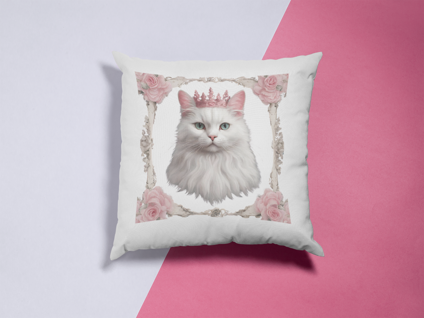Coquette Kitty Cat Pink Rose Princess Double Sided Square Pillow Multiple Sizes
