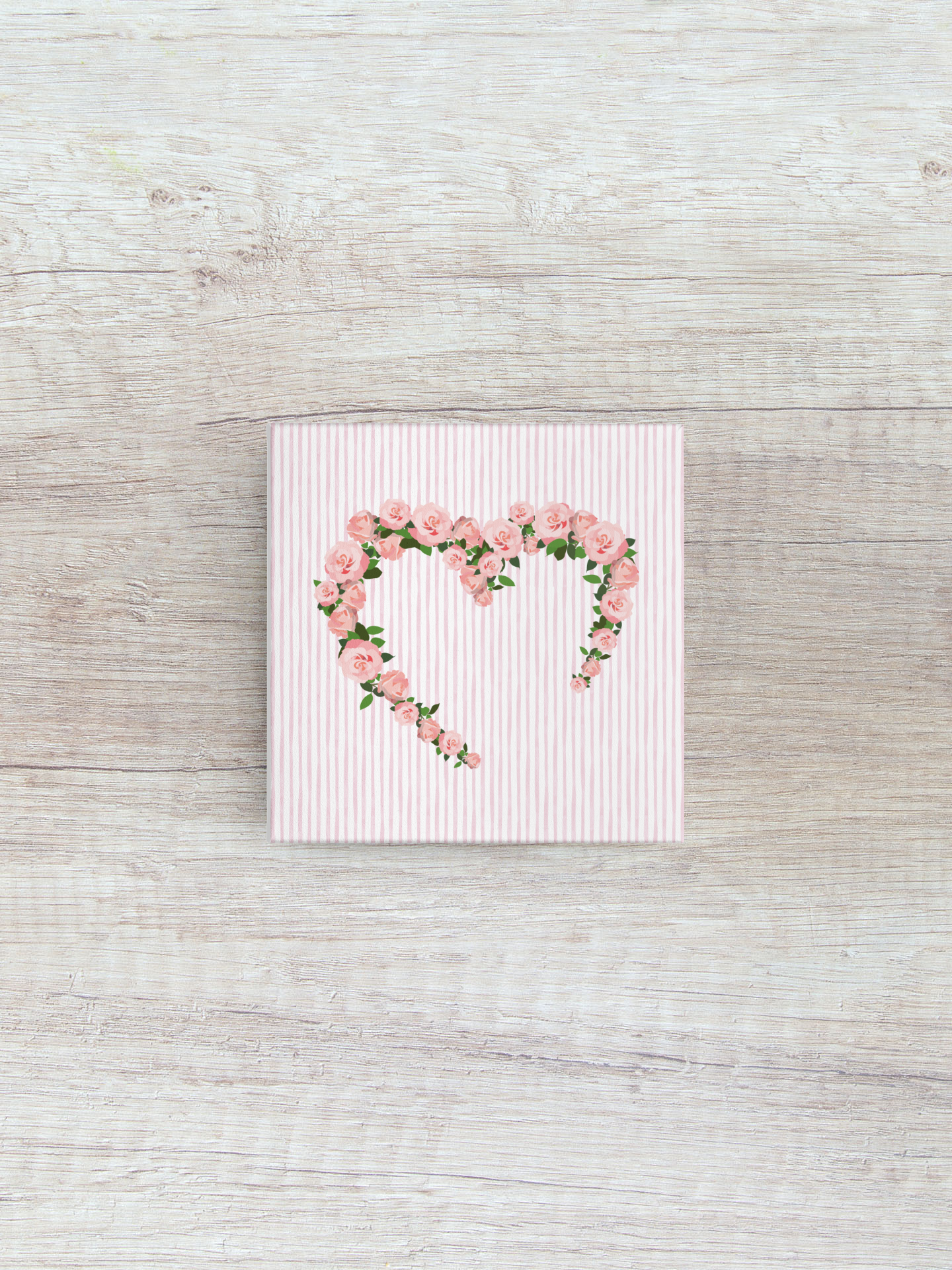Pink & White Coquette Rose Heart Wrapped Gallery Canvas Art - Multiple Sizes
