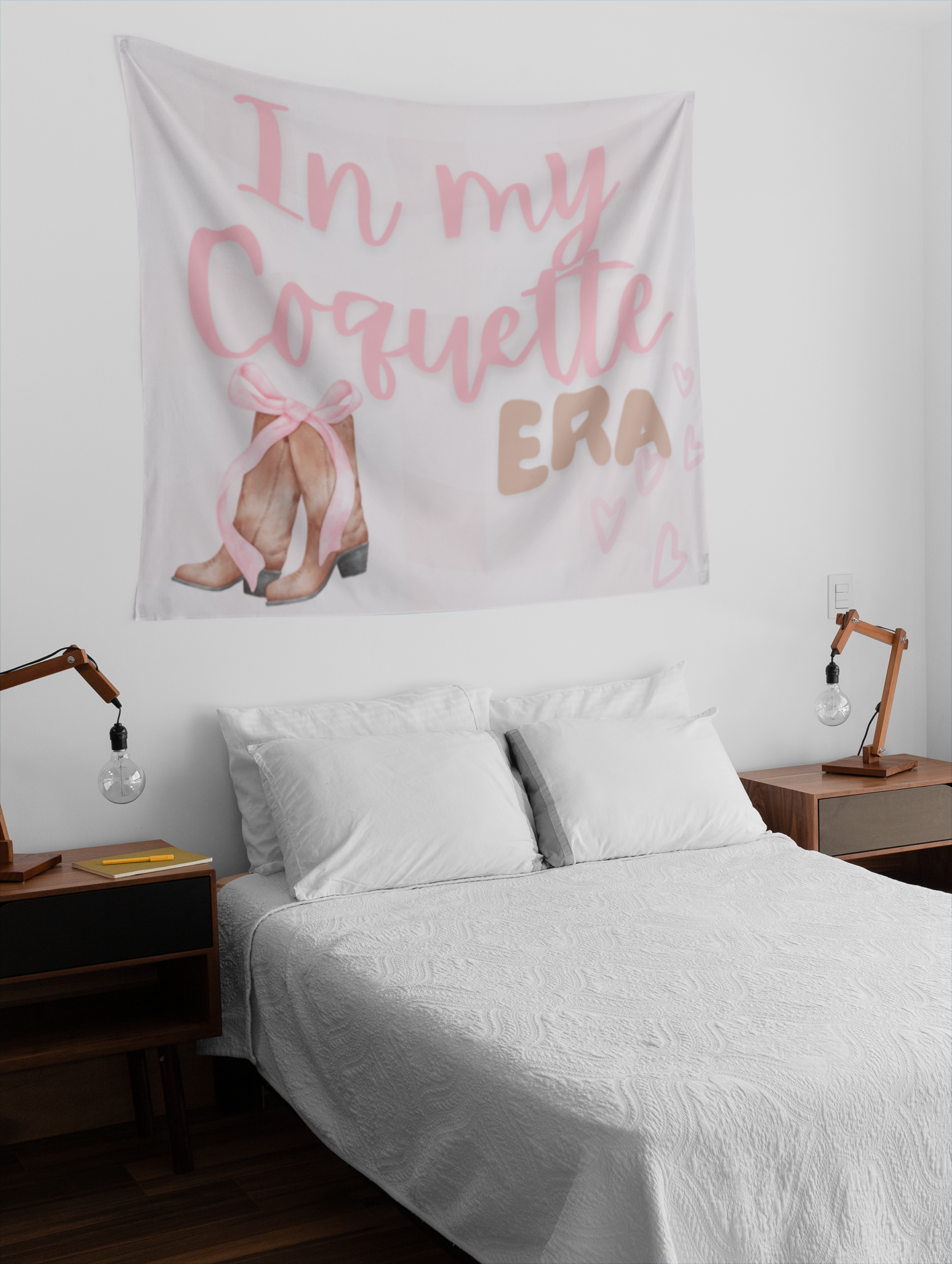 Pink Coquette Era Bow & Boots Indoor Wall Tapestry Multiple Sizes