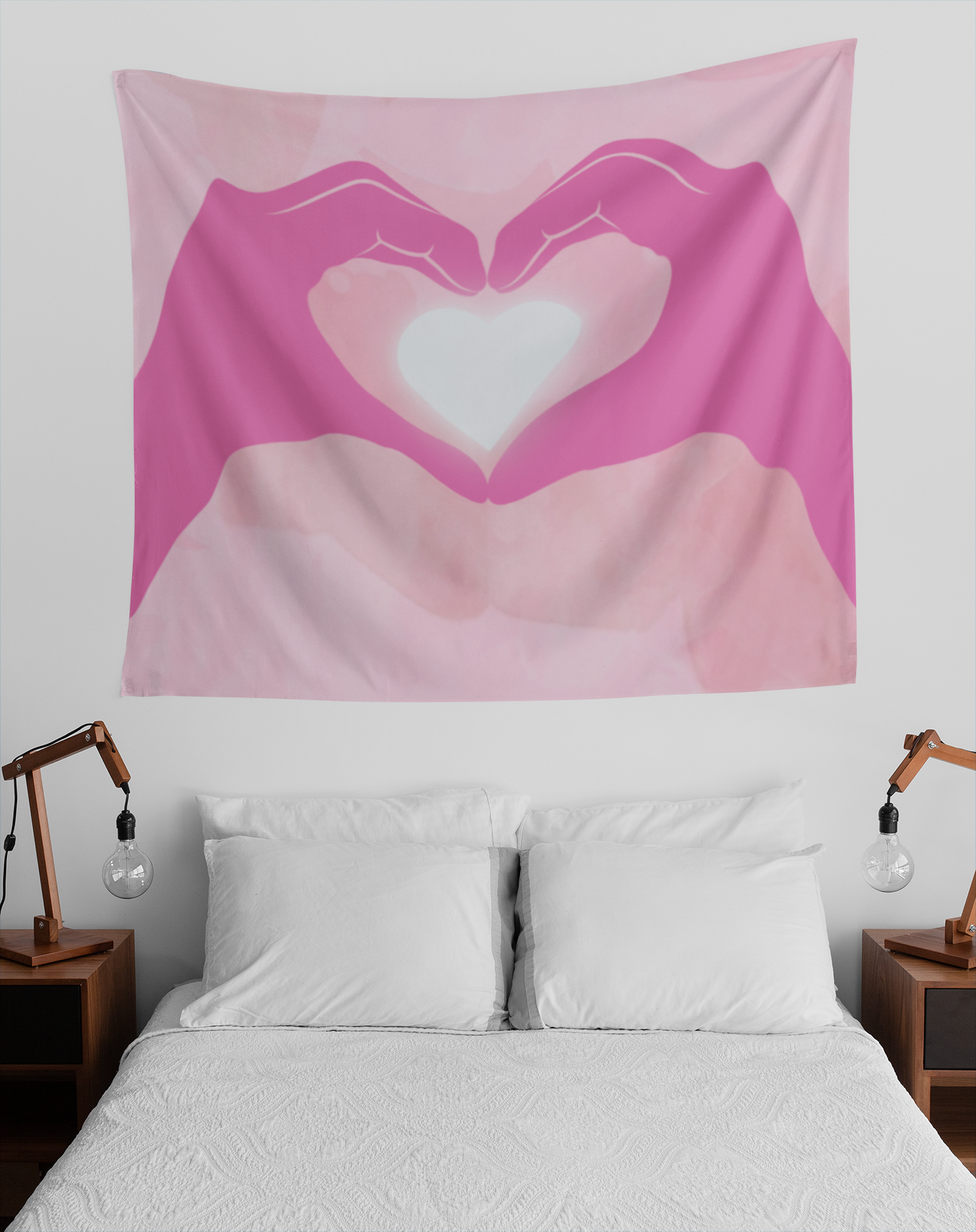 Pink Glowing Love Indoor Wall Tapestry Multiple Sizes
