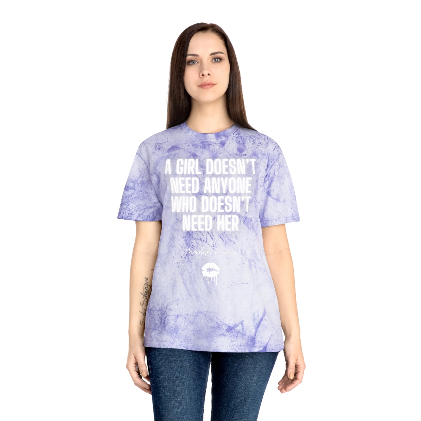 Marilyn Monroe Strong Girl Women's Plus Tie Dye Color Blast Marbled T-Shirt Sizes: xl-3xl