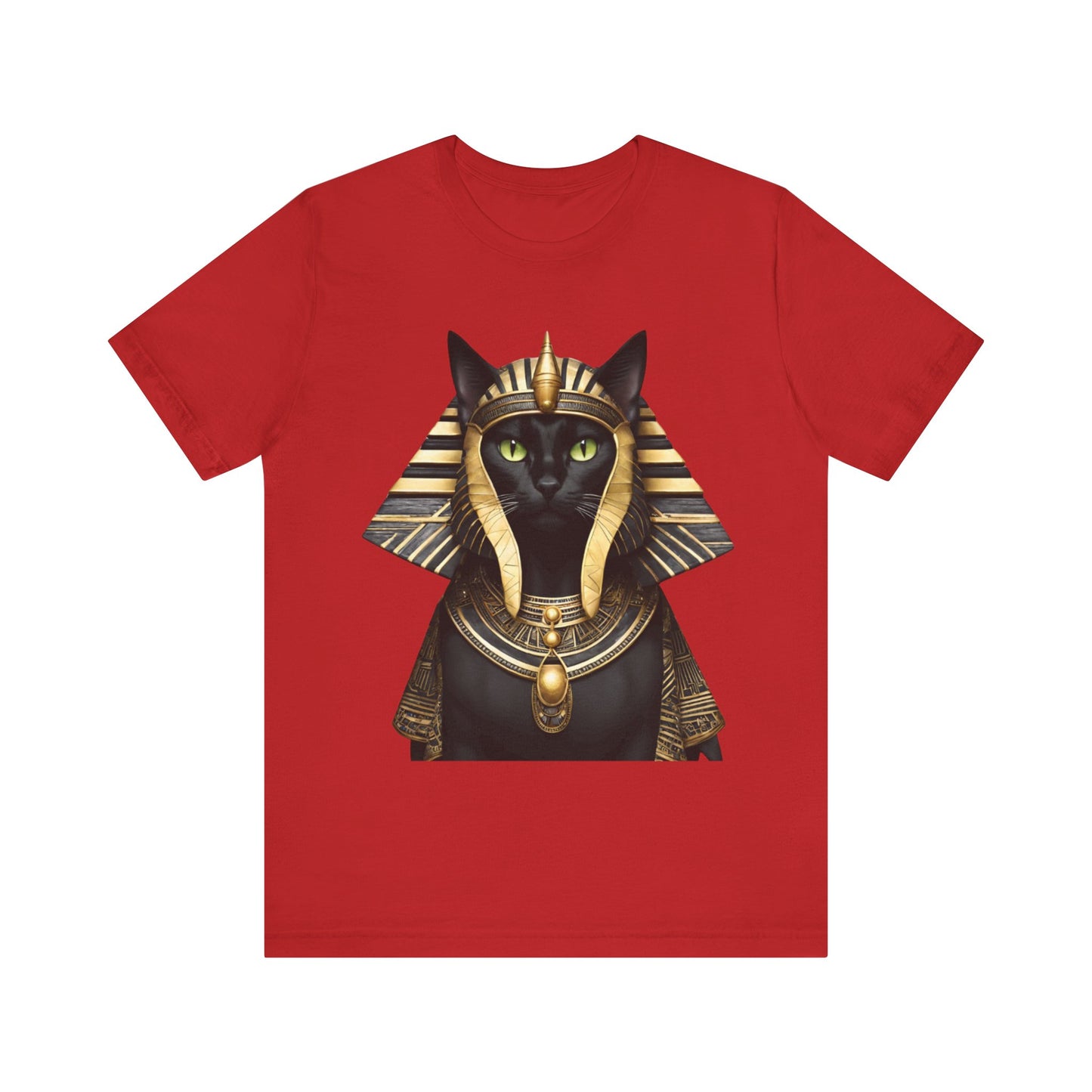 Black & Gold Egyptian Princess Pharaoh Kitty Cat Women's Jersey Short Sleeved Tee Size S-2xl