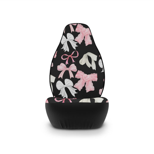 Black with Pink & White Bows Coquette Car Seat Covers