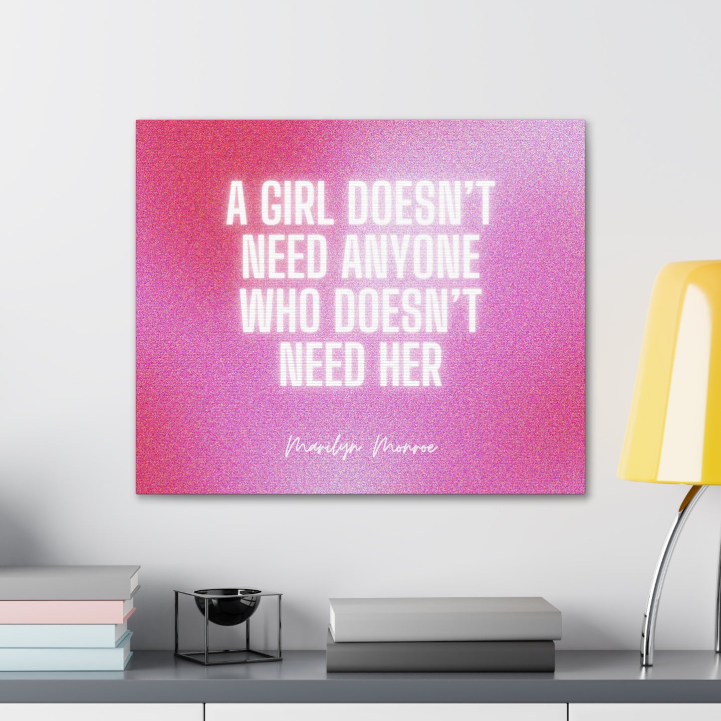 Glow White and Pink Marilyn Monroe Girl Wrapped Canvas Art Multiple Sizes