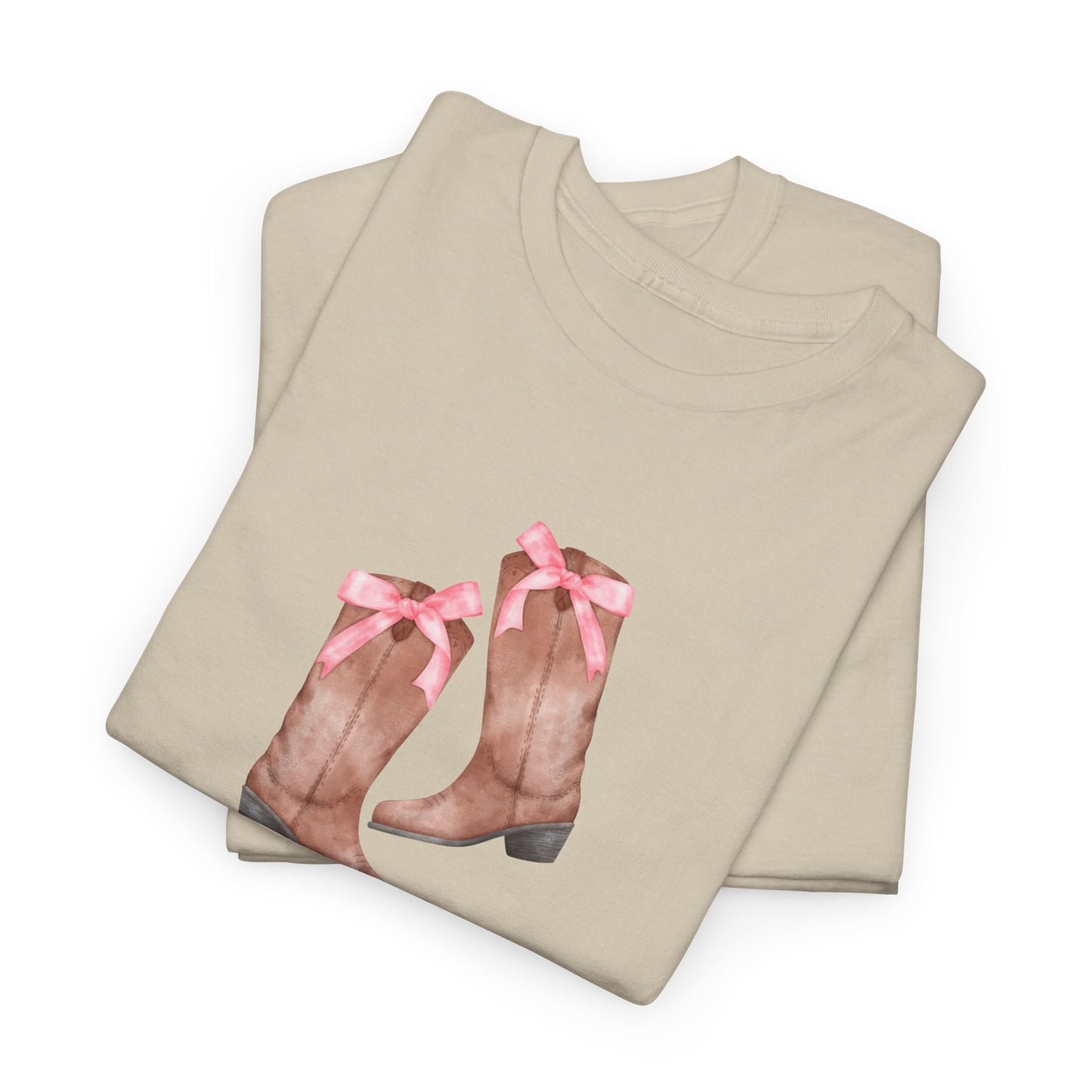 Pink Cowgirl Bow & Boots Women's Plus Short Sleeved Cotton Tee Size xl-5xl
