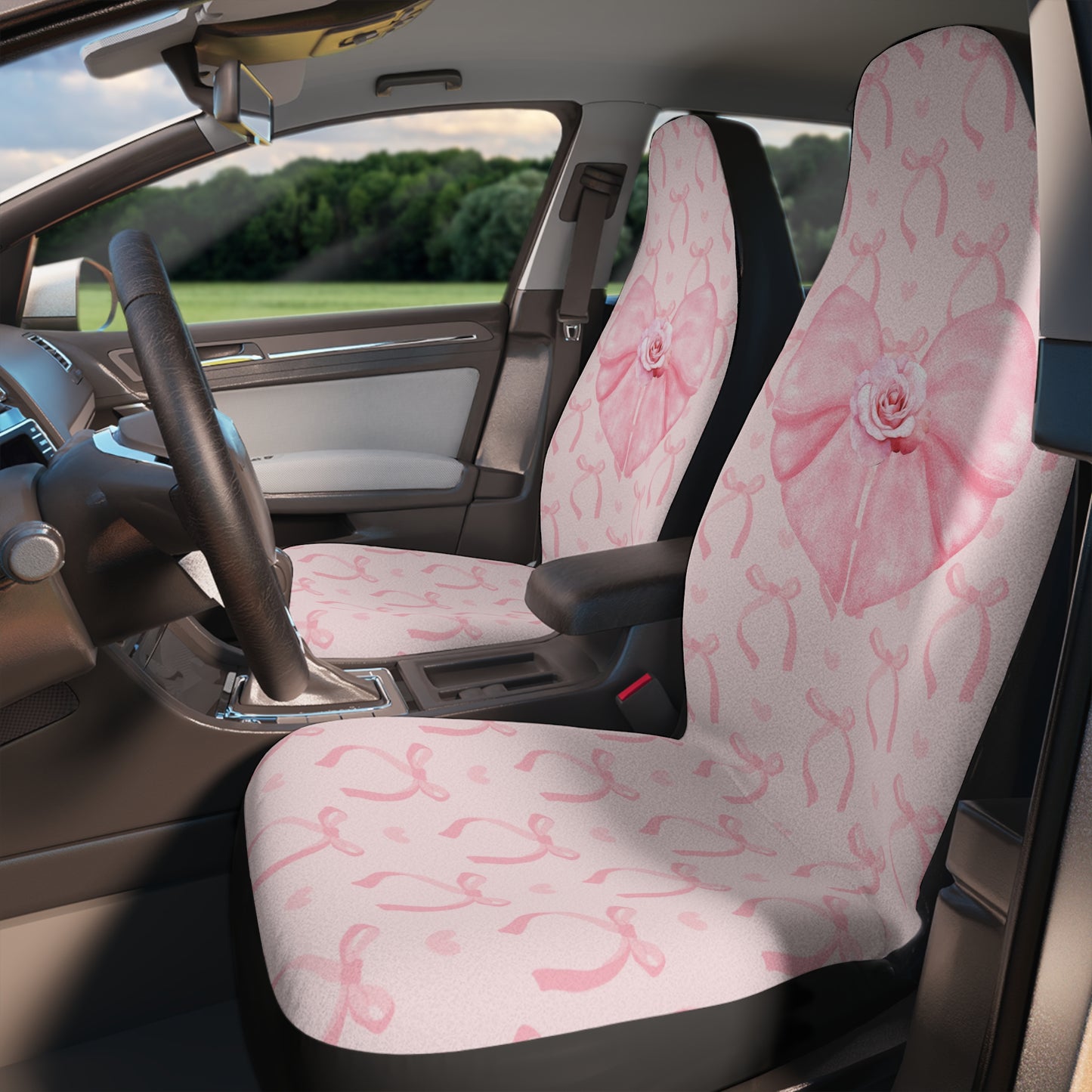 So Coquette Pink Bow and Rose Car Seat Covers