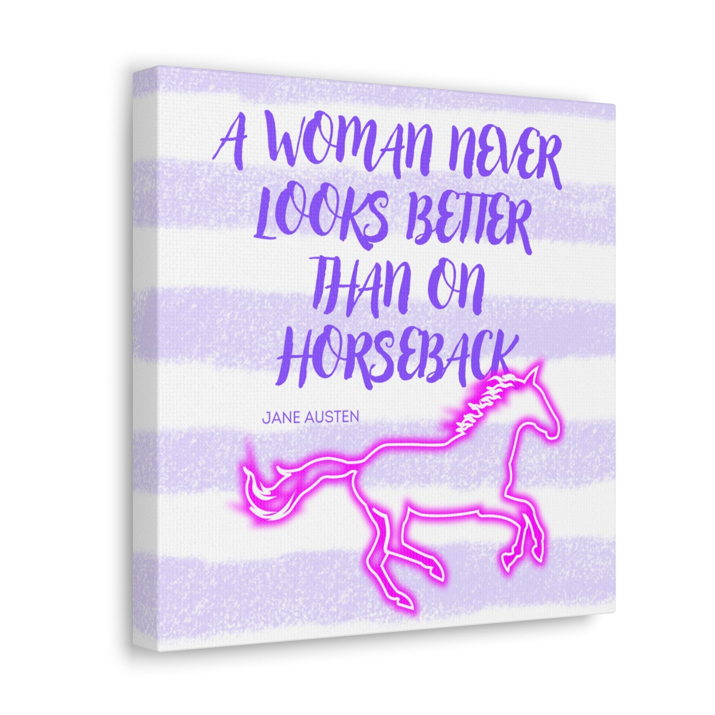 Purple Woman on Horseback Neon Horse Cowgirl Country Wrapped Canvas Art Multiple Sizes