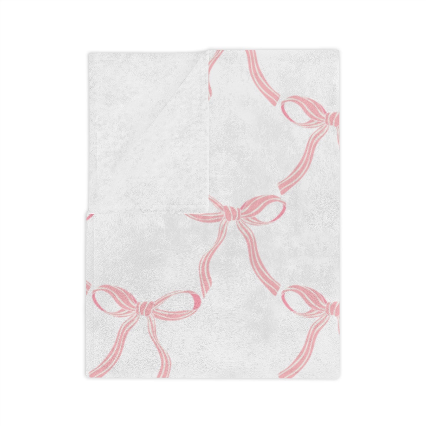 Coquette Pink Bow and Ribbon White Microfiber Blanket Multiple Sizes