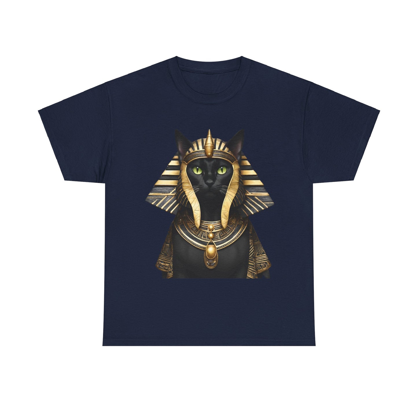 Black & Gold Egyptian Princess Pharaoh Kitty Cat Women's Plus Cotton Short Sleeved Tee Size xl-5xl