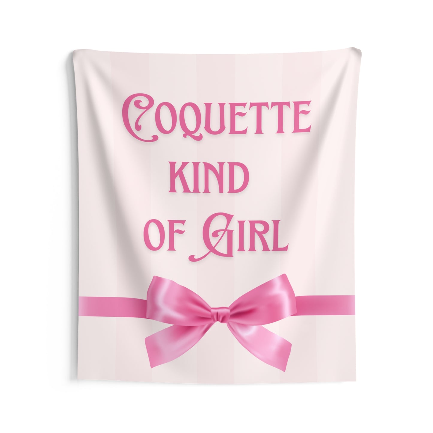 Coquette Kind of Girl Pink Bow Indoor Wall Tapestry Multiple Sizes