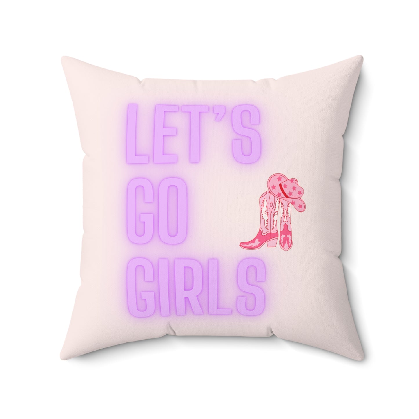 Let's Go Girls Pink Purple Cowgirl Square Pillow Multiple Sizes