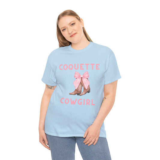 Coquette Cowgirl Bow & Boots Women's Plus Short Sleeved Cotton Tee Size xl-5xl
