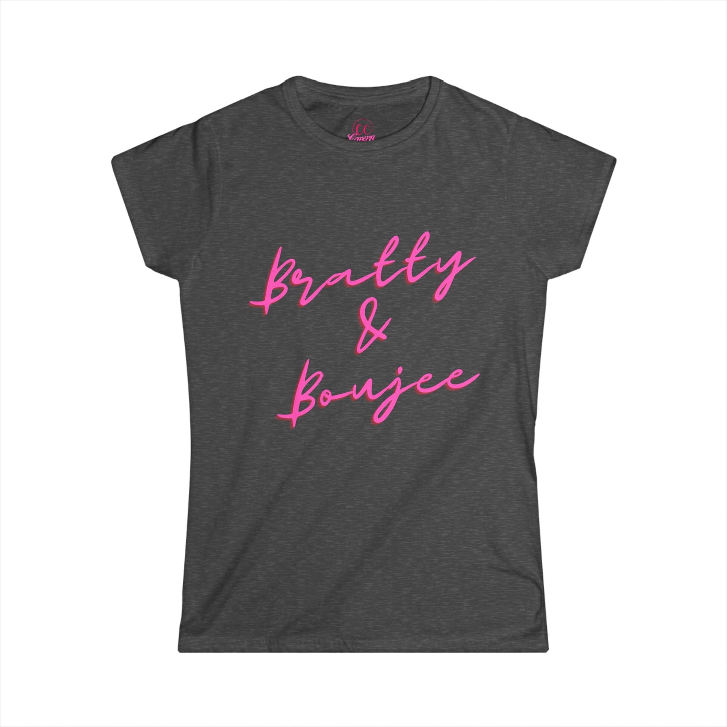 Bratty & Boujee Pink Script Women's Softstyle Tee Sizes S-2xl