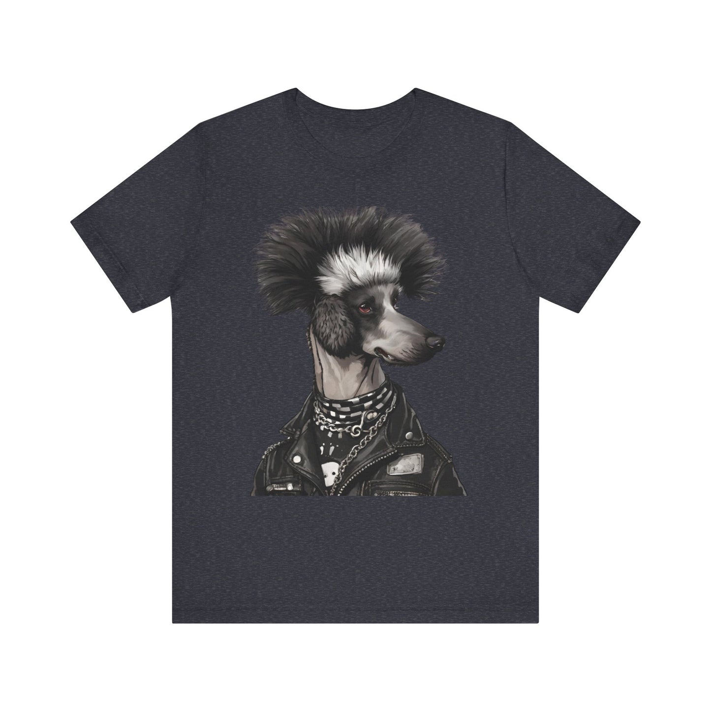 Black & White Punk Rock Poodle Puppy Dog Women's Jersey Short Sleeve Tee Size s-2xl