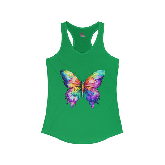 Watercolor Butterfly Women's Racerback Slim Fit Tank Top Sizes xs-2xl