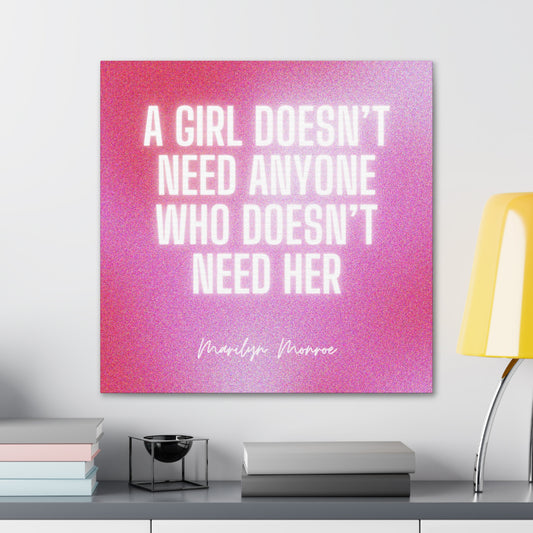 Glow White and Pink Marilyn Monroe Girl Wrapped Canvas Art Multiple Sizes