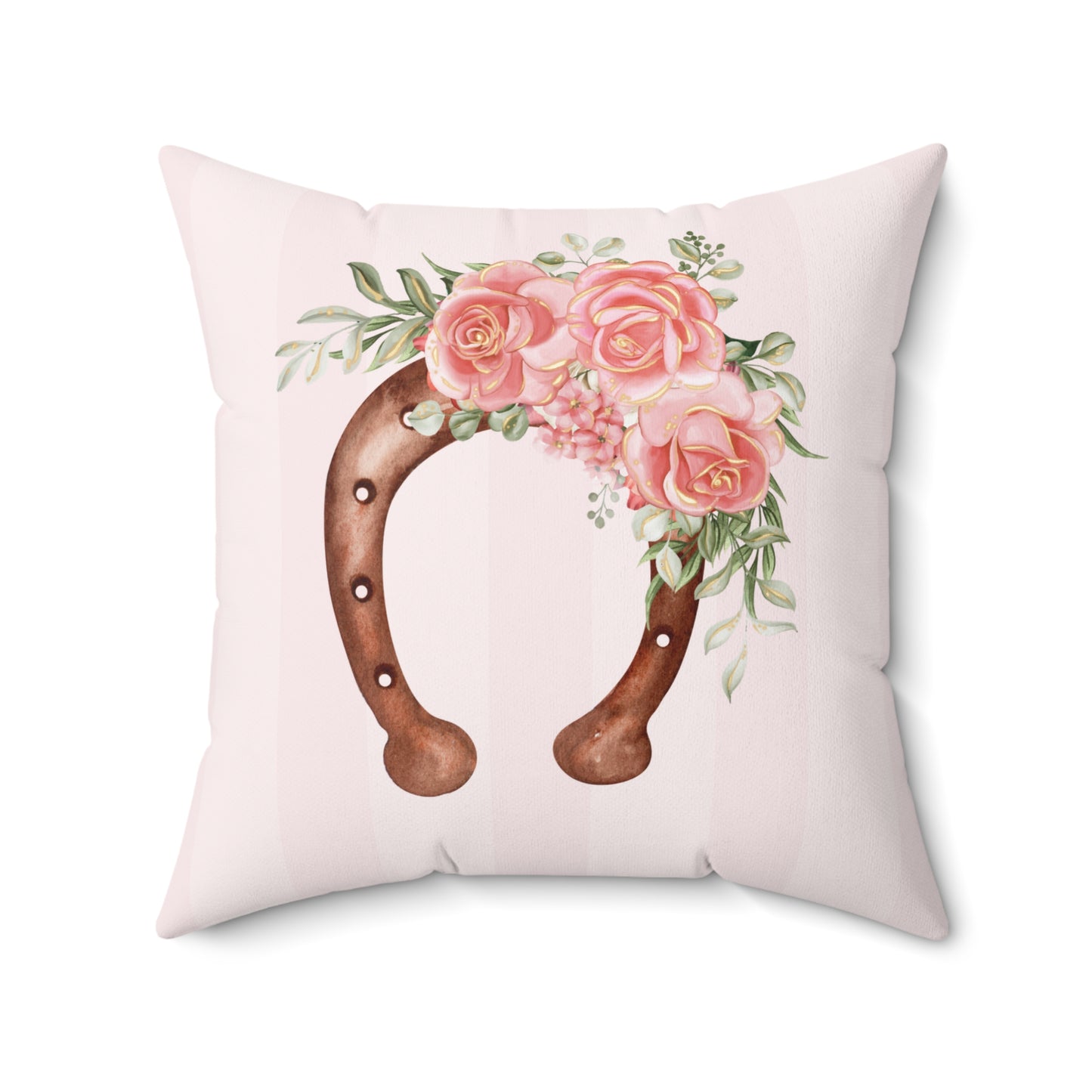 Pink Coquette Cowgirl Rose Horseshoe Square Pillow Multiple Sizes