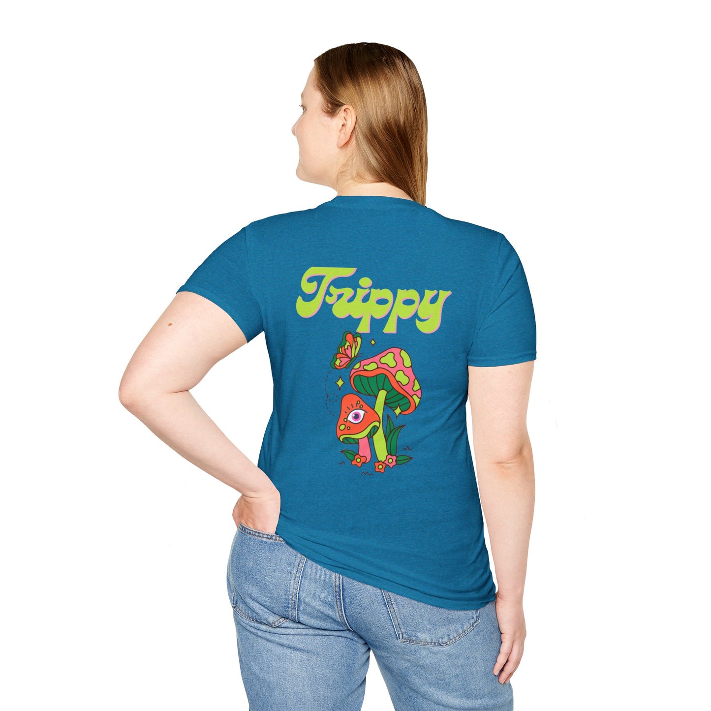 Trippy Mushrooms Double Sided Women's Plus Softstyle Tee Sizes xl-5xl