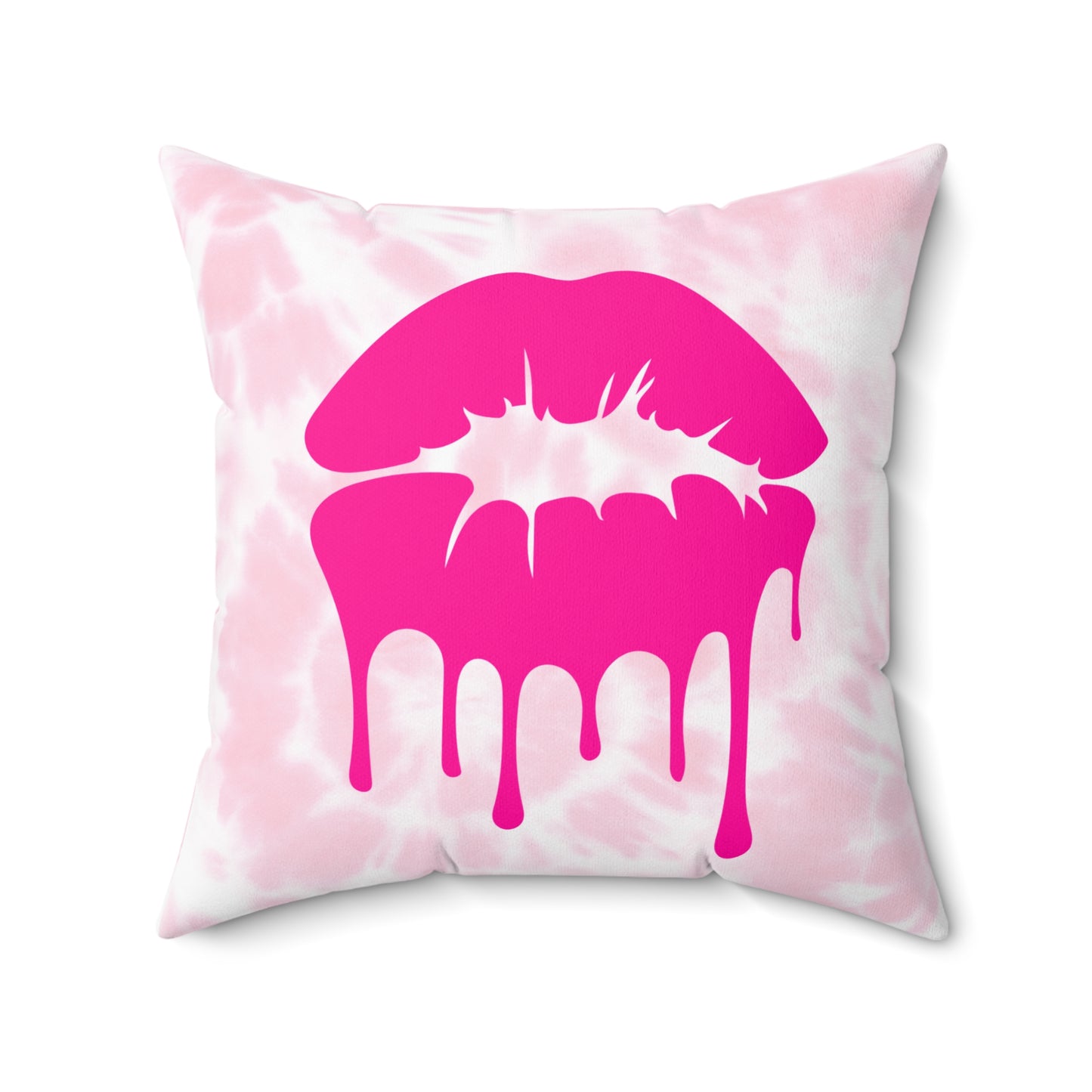 Glow Pink Kiss & Love Tie Dye Square Pillow Multiple Sizes