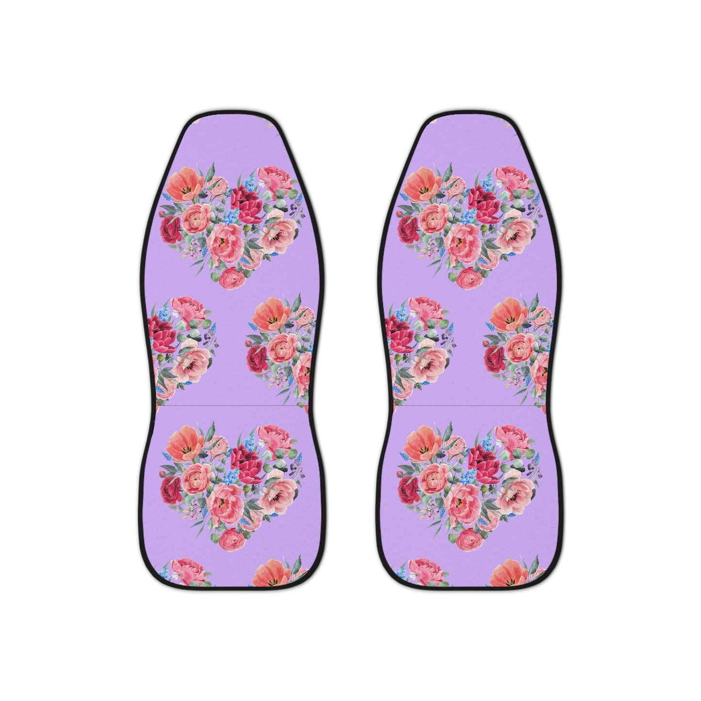 Pink & Blue Rose Heart on Purple Pattern Car Seat Covers