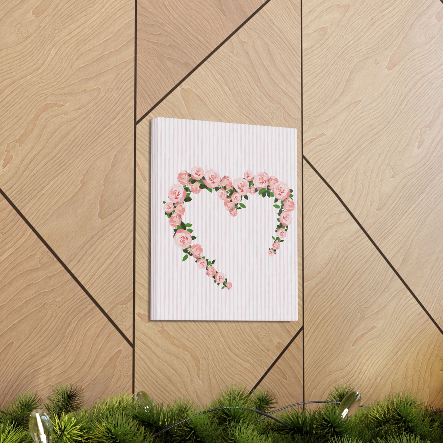 Pink & White Coquette Rose Heart Wrapped Gallery Canvas Art - Multiple Sizes
