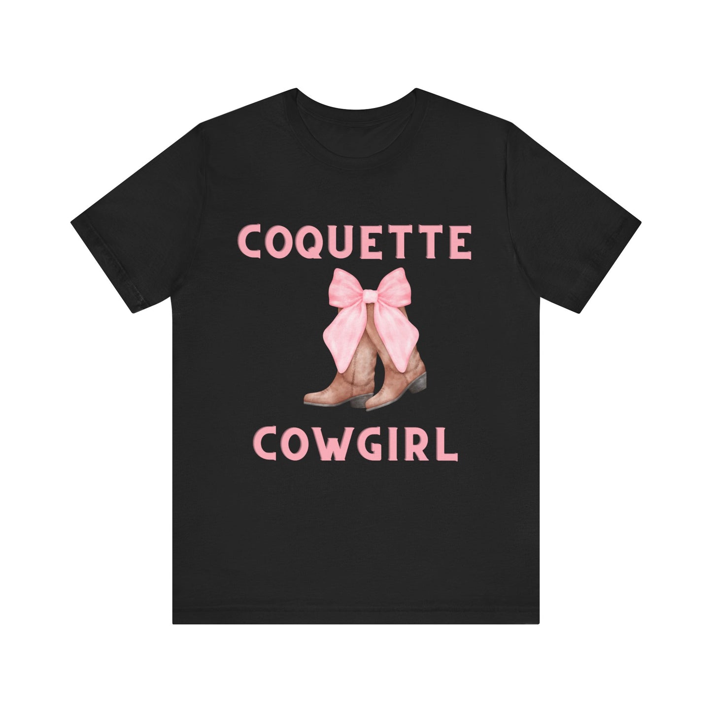 Coquette Cowgirl Bow & Boots Women's Jersey Short Sleeved Tee Size S-2xl