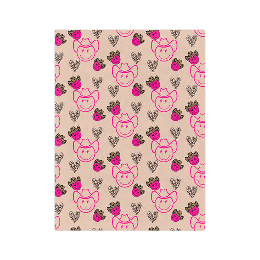 Pink & Leopard Cowgirl Love Pattern Velvet Microfiber Blanket