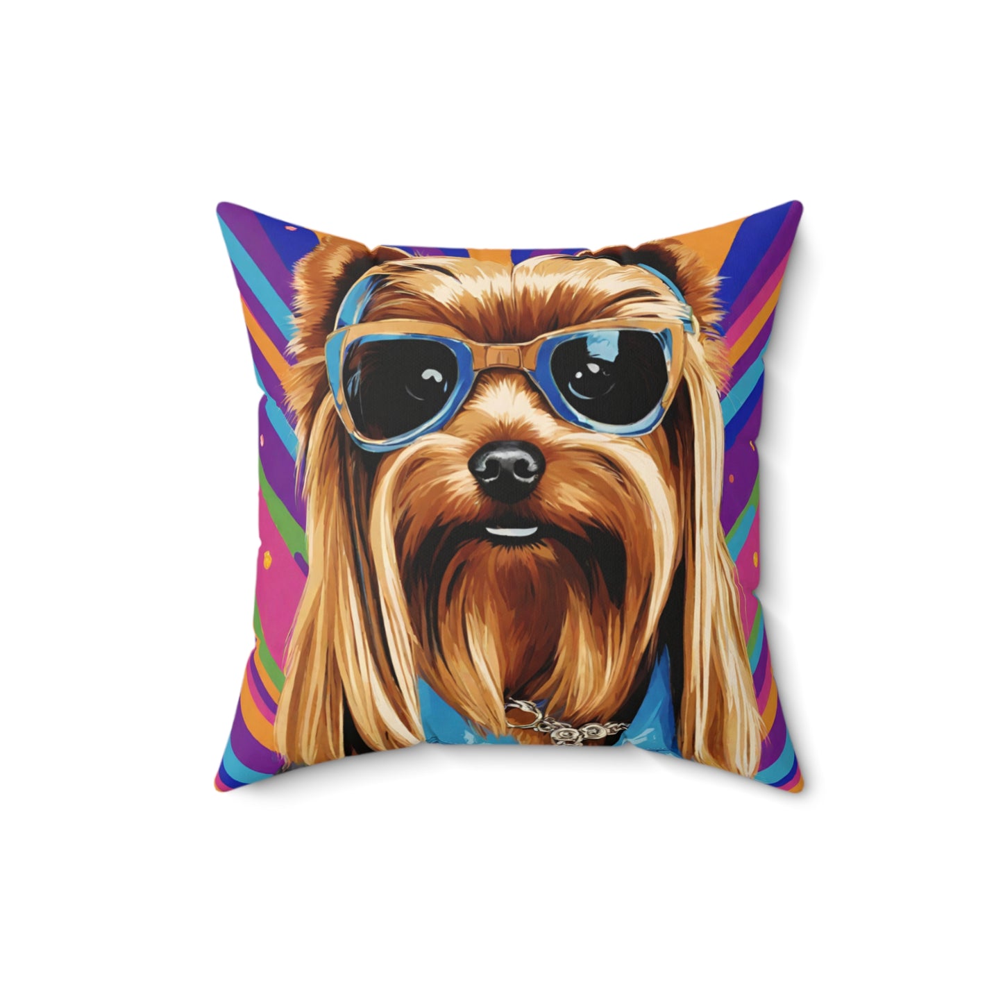 60's 70's Hippie Yorkie Colorful Double Sided Square Pillow Multiple Sizes