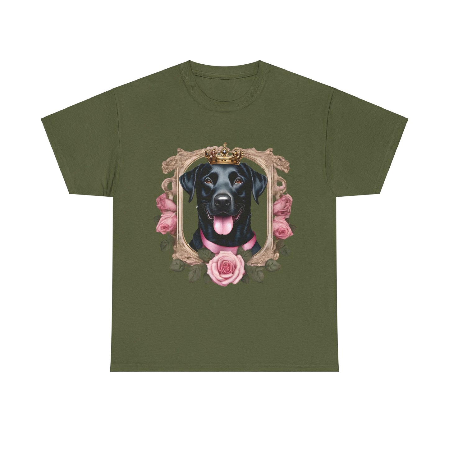 Coquette Pink Rose Smiling Black Labrador Prince Princess Puppy Dog Women's Plus Cotton Tee Size xl-5xl