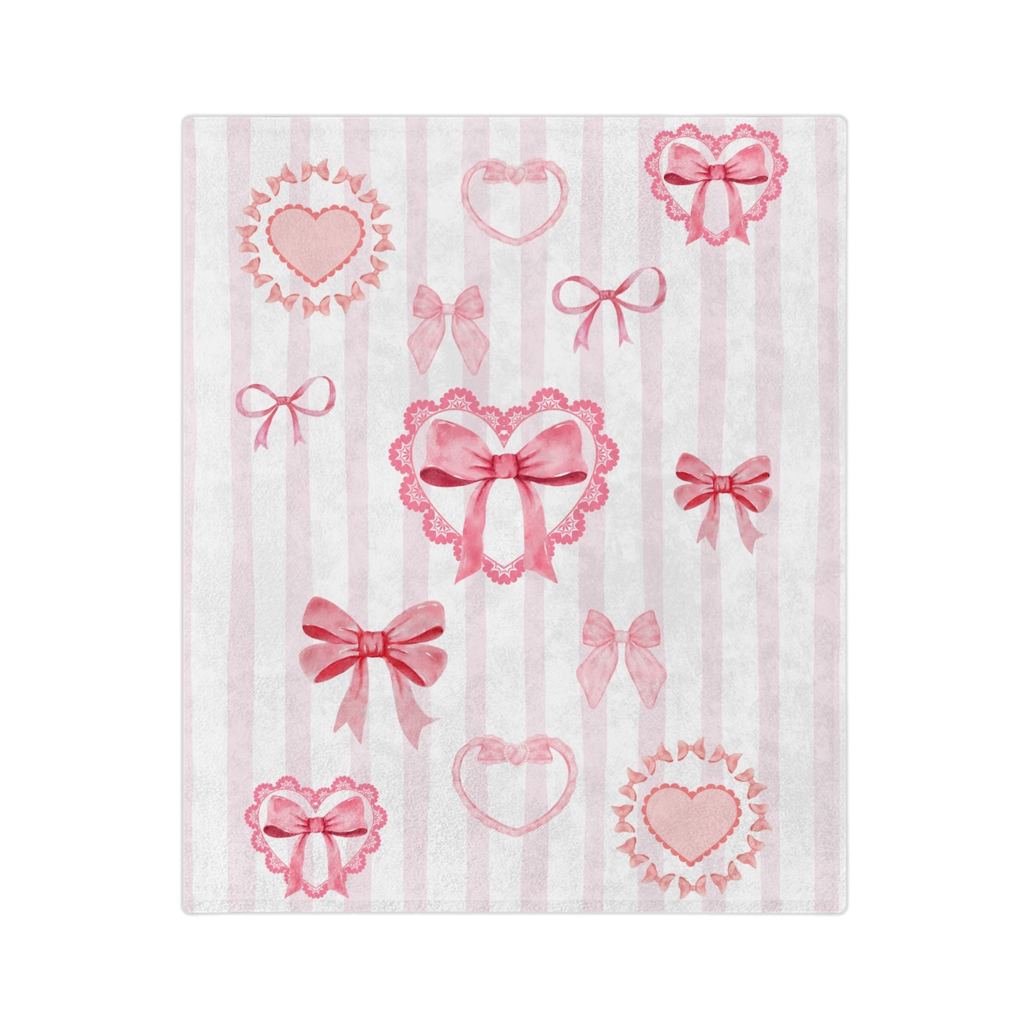 Love Coquette Pink & White Bow Hearts Microfiber Cozy Soft Blanket Multiple Sizes