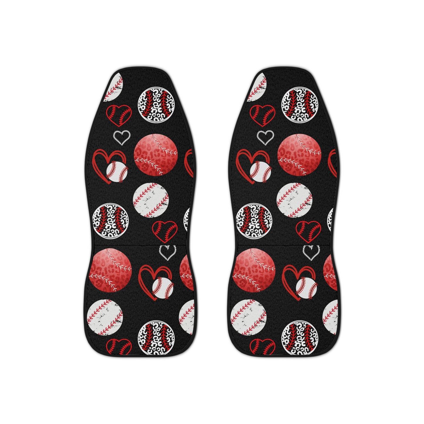 Red & Black Leopard Cheetah Baseball Love Car Seat Covers
