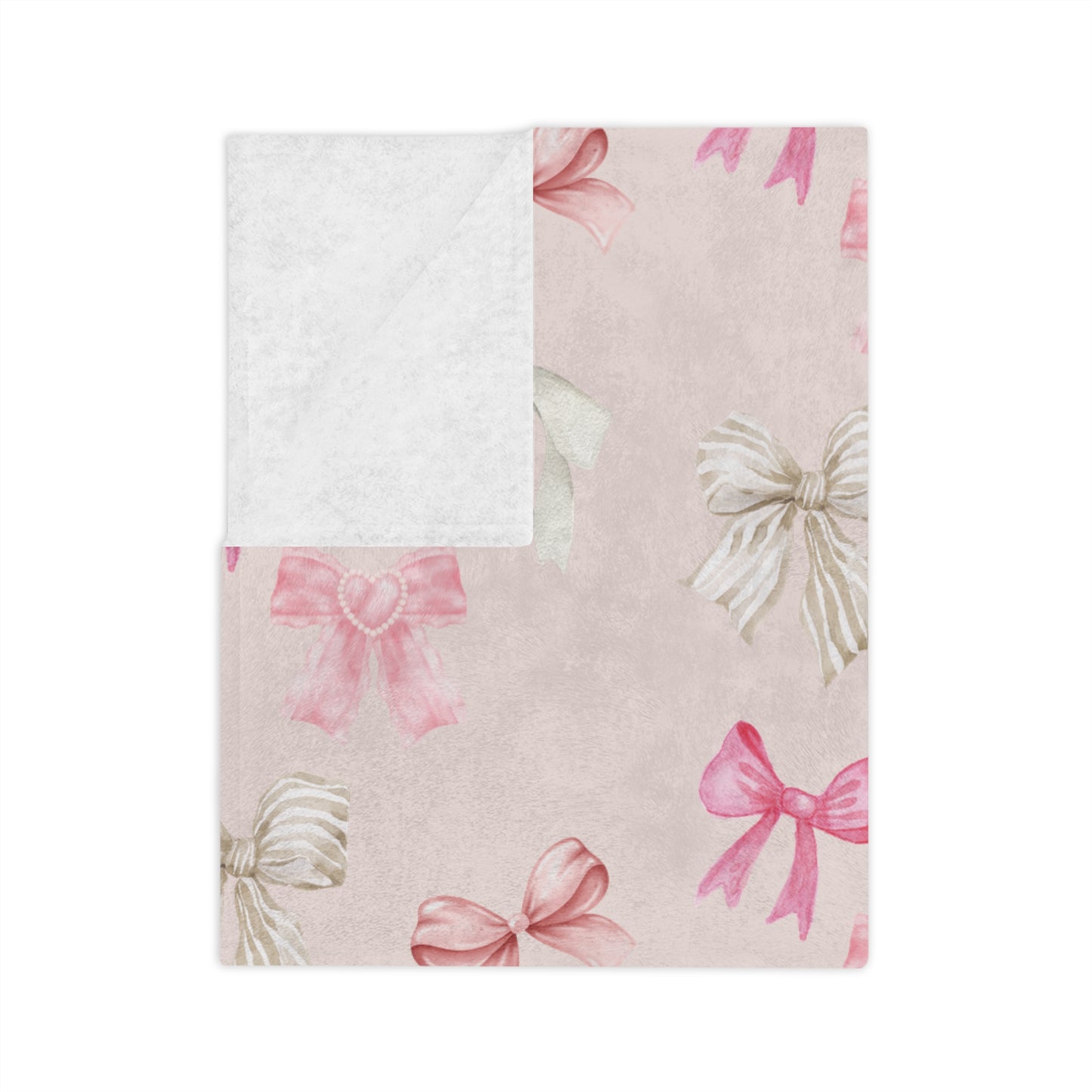 Coquette Pink & White Bow Microfiber Cozy Soft Blanket Multiple Sizes
