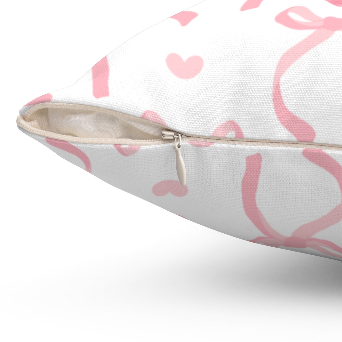 Pink & White Coquette Bow with Rose Square Double-Sided Pillow - Multiple Sizes