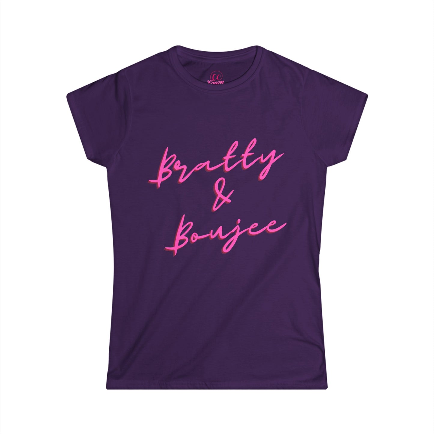 Bratty & Boujee Pink Script Women's Softstyle Tee Sizes S-2xl