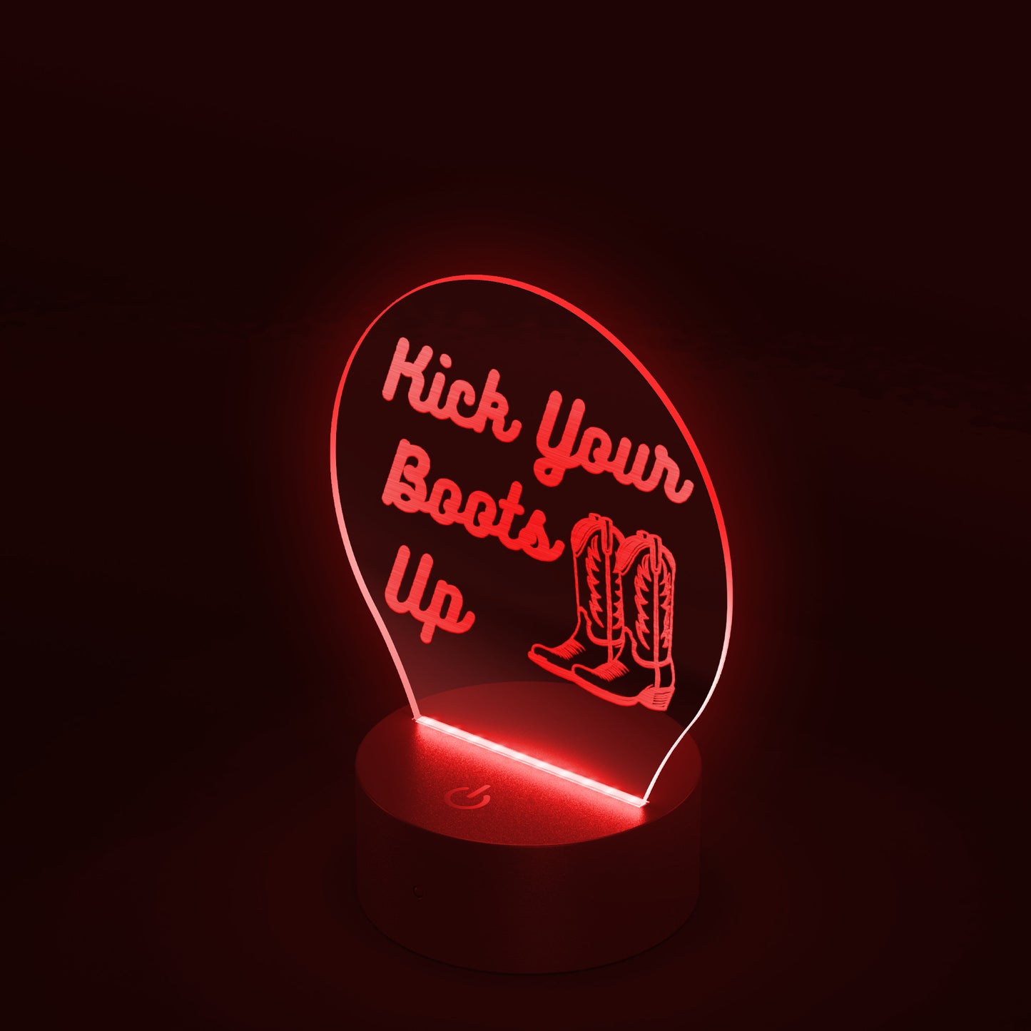 Kick Your Boots Up Cowgirl Acrylic Led Light