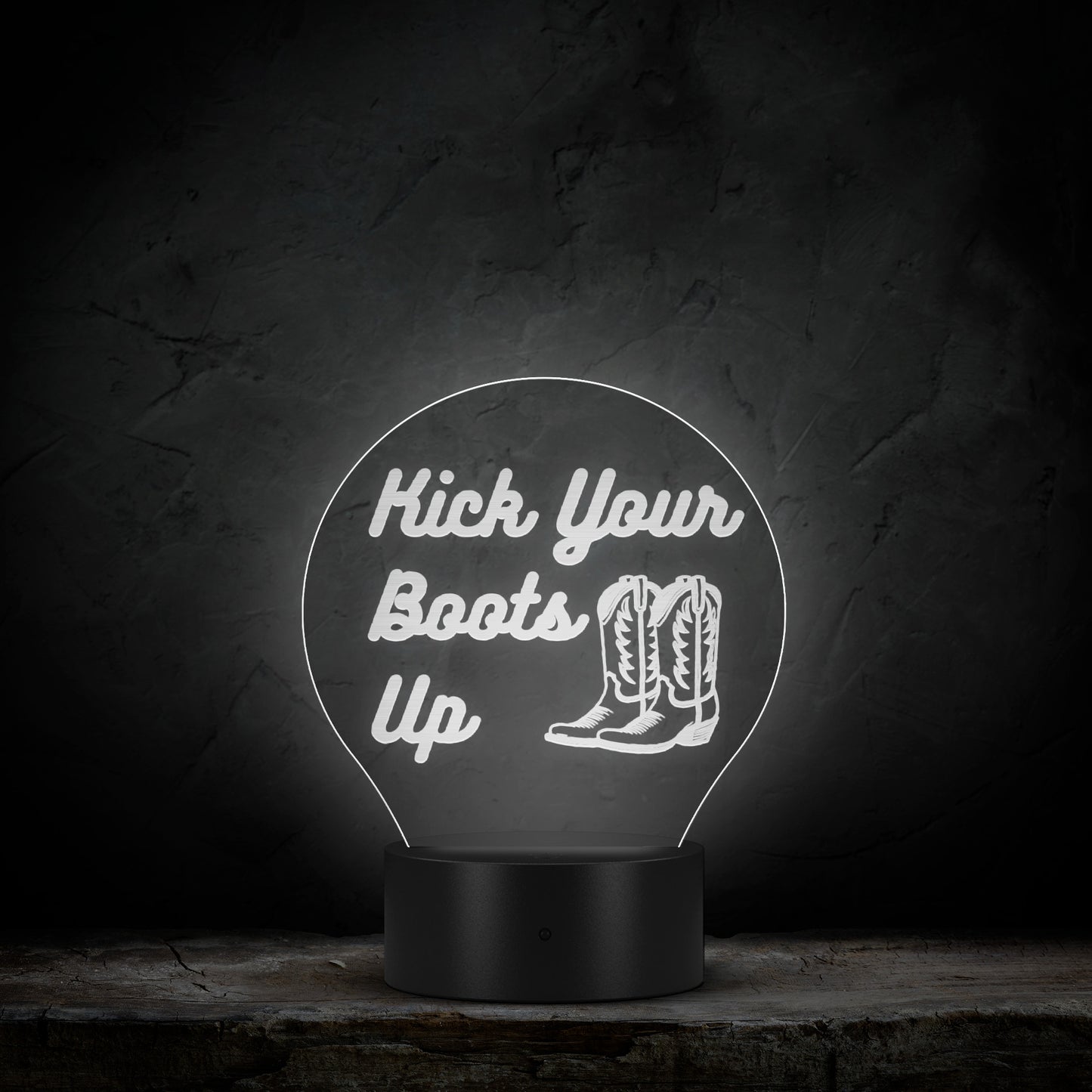 Kick Your Boots Up Cowgirl Acrylic Led Light
