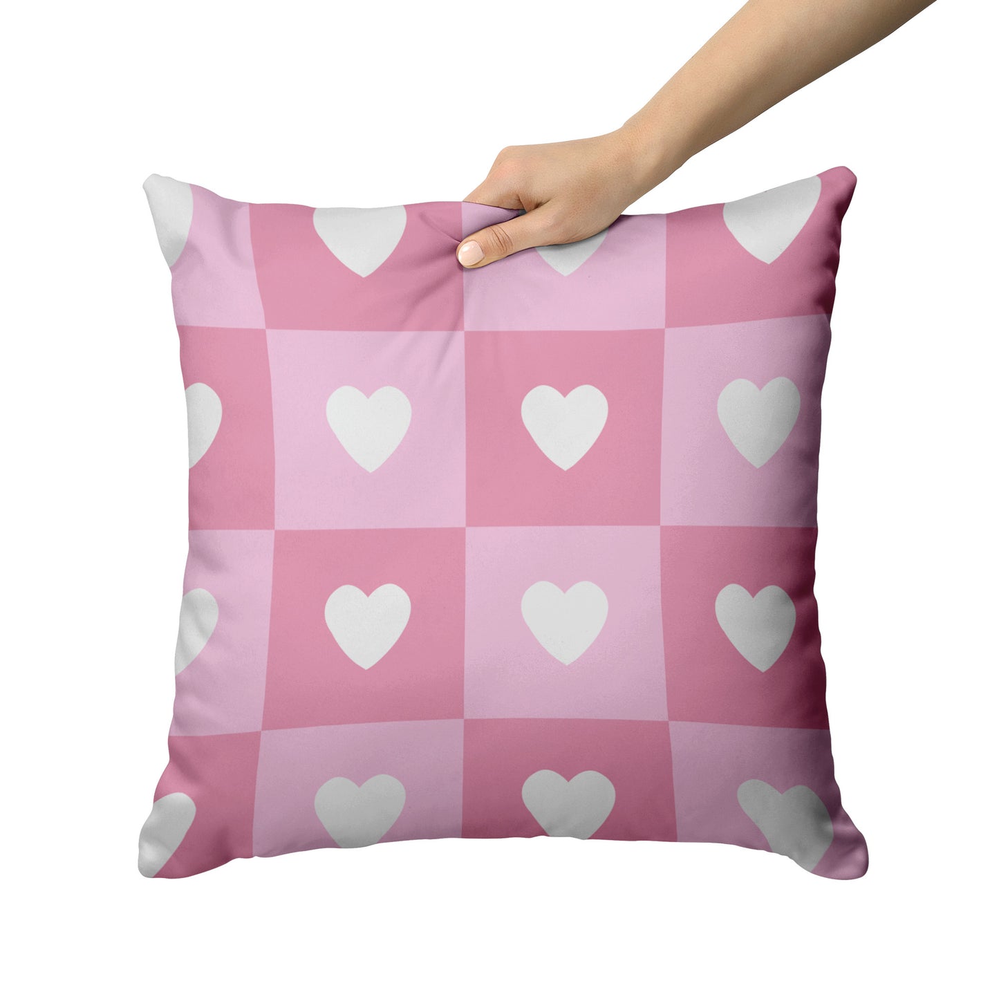 Pink Heart Square Pattern Pillow Cover 26"