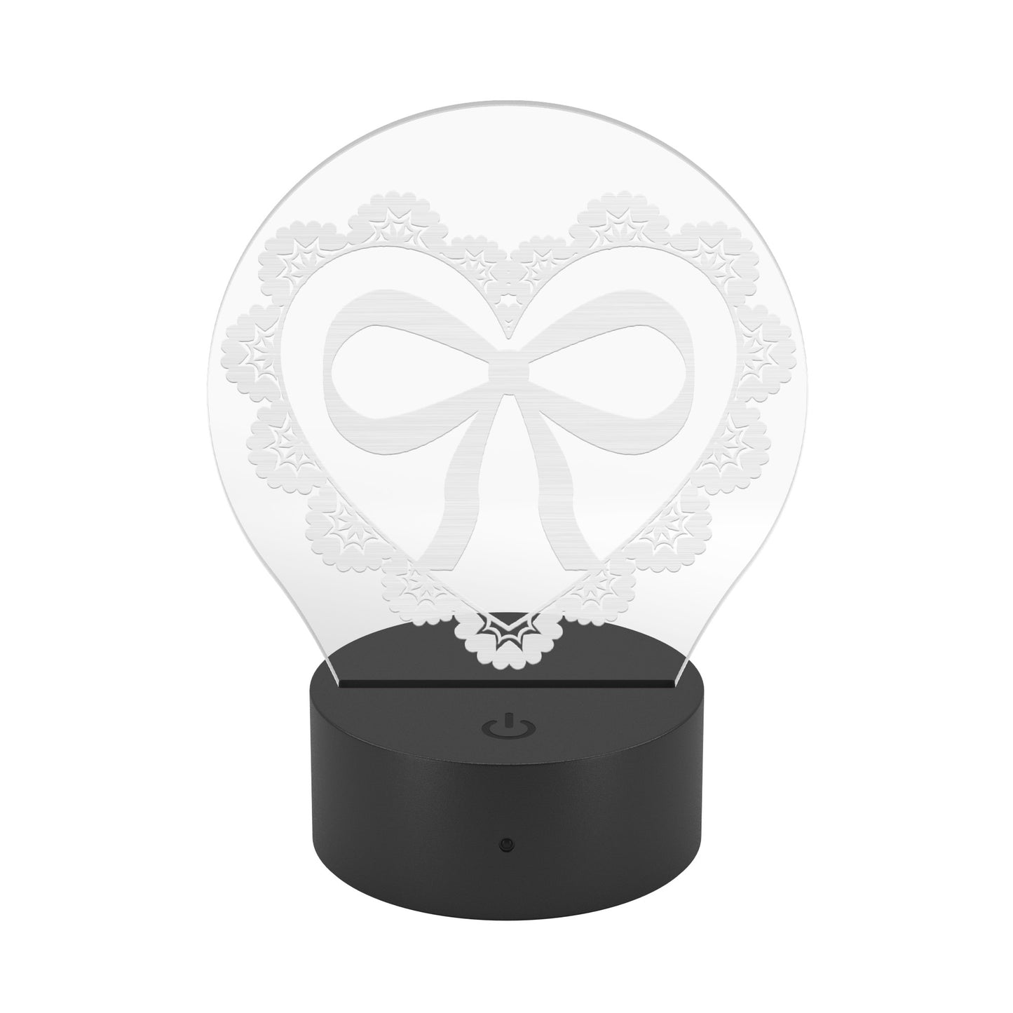 So Coquette Lace & Bow Heart Acrylic LED Light with black base