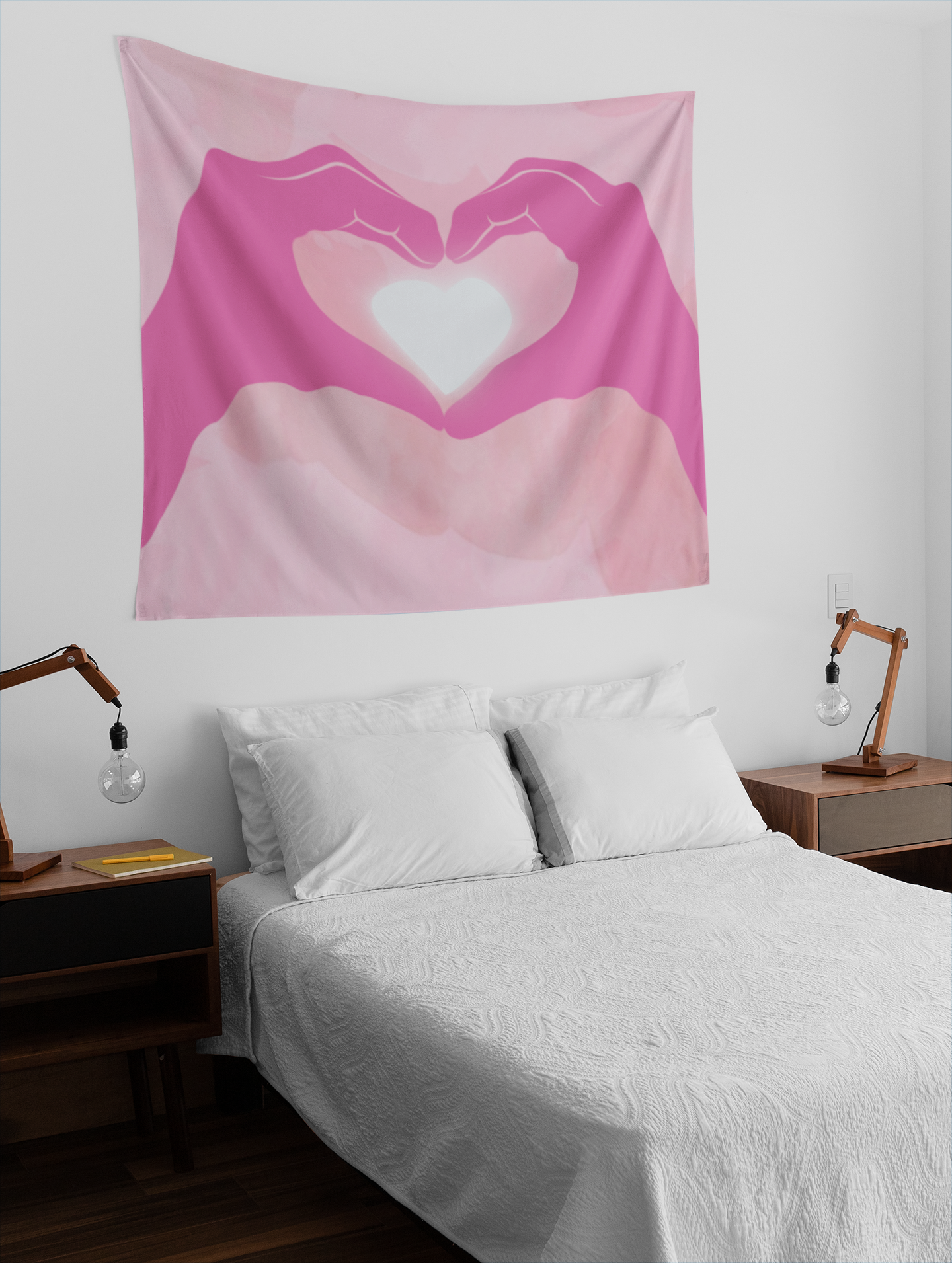 Pink Glowing Love Indoor Wall Tapestry Multiple Sizes